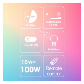 Ampoule LED RGB + 3000K - 10W 270º E27 avec télécommande
