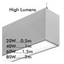 XXLED Linearlampe Pendelleuchte LED - MÜNCHEN SILBER - 0,5 m - 1m - 1,5m - 2m - IP54 - Dimmbar - Produktansicht