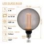 XXLED LED-Lampe - Modernes Rauchglas - 4W - E27 - G125 - technische Ansicht