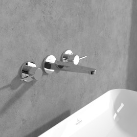 Robinet de lavabo mural Villeroy & Boch Conum à trois trous sans bonde de vidage