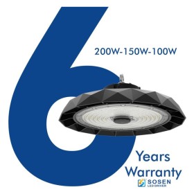 Proiettore industriale LED UFO BELGIO 200W-150W-100W SOSEN Driver - Dimmerabile 1-10V - 170lm/w - IP65