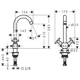 hansgrohe Logis M32 2-Griff Küchenmischer 220, 1jet