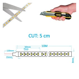 LED-Streifen 24V | 140xLED/m | 10m | 10W/m | SMD2835 | EQUAL LUMEN | 1300Lm/M | IP20 | Schnitt alle 5 cm