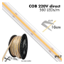 XXLED COB LED Streifen 220V ZUSCHNITT | 560 LED/m | 16W/M | 1600Lm/M | FLIP CHIP | 50m | IP67 | Schnitt - technische Ansicht