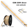 XXLED Bande LED COB 220V 10W/M | 330 LED/m | 1540Lm/M | FLIP-CHIP | 50m | IP65 | Coupe tous les 10 cm - vue détaillée
