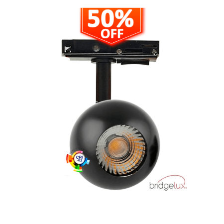 XXLED Projecteur LED 10W FENIX - Noir Chromé - Système de Rail Monophasé - IRC+93