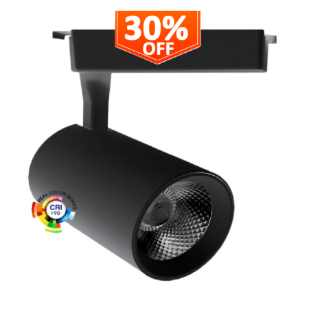 XXLED Projecteur LED 30W PARMA Noir Système de rail monophasé CRI +92