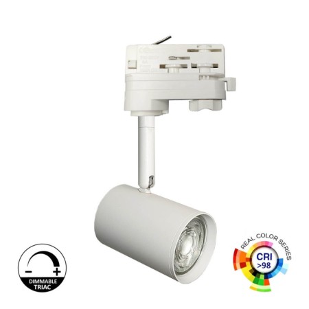 XXLED LED-Schienenstrahler 8W Dreiphasen - WEISS - Dimmbar Triac - 24º - HOHE LUMEN 150Lm/W - CRI+98