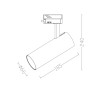 XXLED LED-Strahler 30W BERNA Schwarz Chrom Einphasen-Stromschiene DOB Fahrerlos - technische Ansicht