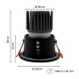 XXLED LED Downlight 15W - SCHWARZ RUND - CRI+92 - IP65 - UGR13 - technische Ansicht