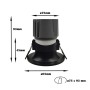 XXLED LED Downlight 15W - SCHWARZ-RUND - CRI+92 - UGR14 - technische Ansicht
