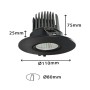 XXLED LED Downlight 15W - Schwenkbar - SCHWARZ RUND - CRI+92 - UGR13 - Produktansicht