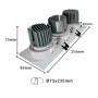 XXLED LED Downlight 45W - WEISS - Schwenkbar - Dreifach - CRI+92 - UGR13 - Produktansicht