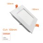XXLED LED Einbauleuchte 8W Quadratisch - OSRAM CHIP DURIS E 2835 - technische Ansicht