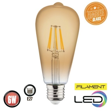 XXLED 10x Stk. LED Filament Birne RUSTIC VINTAGE-6 6W E27 2200K