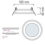 XXLED Faretti a incasso LED CLARA-12 12W Bianco - vista tecnica