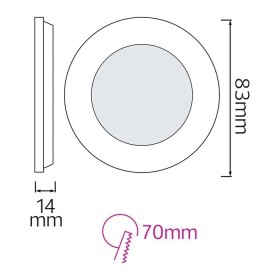 LED-Einbaupanel SLIM-3 3W ⌀83mm Weiß
