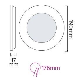 LED-Einbaupanel SLIM-15 15W ⌀190mm Weiß
