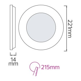 Dimmbares LED-Einbaupanel SLIM-18 18W ⌀221mm Weiß