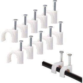 XXLED 100x Stk. Nagelkabelclips 4mm bis 22mm für Rundkabel, Weiss