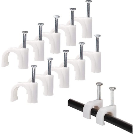XXLED 100x Clips de câble à ongles 4mm à 22mm pour câbles ronds, Blanc