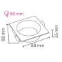 XXLED Downlight-Armatur für Modul-9 und Modul-G, RECESSED-SQ1 GU10 Max. 10W Quadratisch Schwarz - Detailansicht