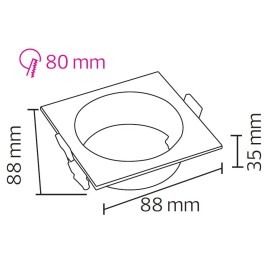 Downlight-Plafoniera per Modulo-9 e Modulo-G, INCASSO-SQ1 GU10 Max. 10W Quadrato Bianco