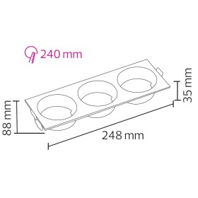 Downlight-Applique per Modulo-9 e Modulo-G, INCASSO-SQ3 GU10 Max. 10W Quadrato Bianco