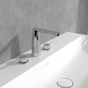 Robinet de lavabo à trois trous Villeroy & Boch Conum avec bonde à tirette