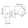 XXLED LED Aufbaustrahler JOKER-1 GU10 360° drehbar, 90° schwenkbar Weiss - technische Ansicht