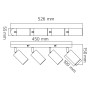 XXLED LED Aufbaustrahler JOKER-5 4xGU10 360° drehbar, 90° schwenkbar Weiss linear - technische Ansicht