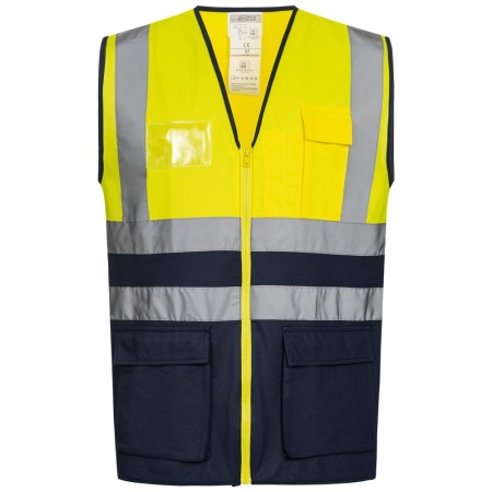 Safestyle 10 stk. (1 karton) Warnschutzweste Reflektierend Gelb-Orange / Marine - Detailansicht