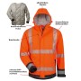 Elysee LUKAS Winter Warnschutz-jacke 2in1 Warnorange - Detailansicht
