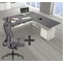Wolfstahl SET : Scrivania angolare da seduto-in piedi ERGO + sedia da ufficio ERGO - vista tecnica