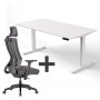 Wolfstahl SET : Steh-Sitz Schreibtisch ERGO + ERGO Bürostuhl