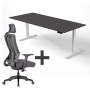 Wolfstahl SET : Steh-Sitz Schreibtisch ERGO + ERGO Bürostuhl - technische Ansicht