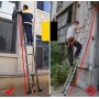 Wolfstahl ALU Teleskopleiter mit Softclose und Querfuss - technische Ansicht