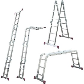 Krause Échelle articulée en aluminium, 4 x 3 barreaux, hauteur de travail 440 cm