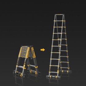 Wolfstahl Échelle télescopique multifonction en aluminium avec mécanisme de fermeture amortie et barre