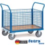 Carrello con pareti laterali e frontali con parete frontale in griglia metallica Fetra