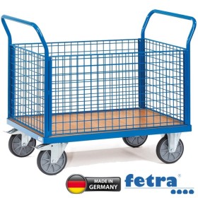 Carrello con pareti laterali e frontali con parete frontale in griglia metallica Fetra