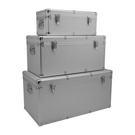 Alubox 3er Set Alu Rahmenkoffer 19 - 54 - 82 Liter Transportbox Werkzeugkoffer