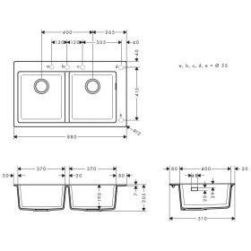 hansgrohe S510-F770 Einbauspüle 370/370