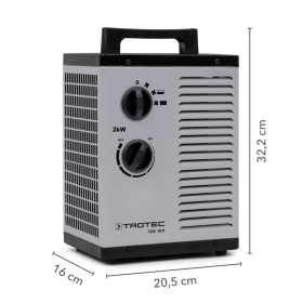 Chauffage soufflant en céramique TROTEC Électrique TDS 10 P 2 000 Watts (2 kW) Chauffage de chantier avec thermostat