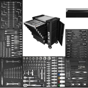 Benson Carrello da officina XXL 250 pezzi, 7 cassetti