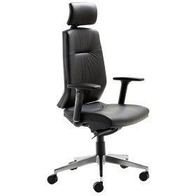 Fauteuil de bureau Mayer myCONTRACT LINE, 2480 81 007, cuir noir, structure en aluminium