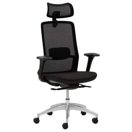 Sedia da ufficio Mayer, 2482_KS, tessuto nero, struttura in alluminio