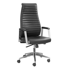 Poltrona direzionale Mayer myDELUXE, 2491 pelle nera, struttura in alluminio
