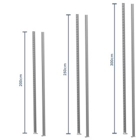 Wolfstahl 2 profilés verticaux pour étagères Evolution de 2 m, 2,5 m et 3 m