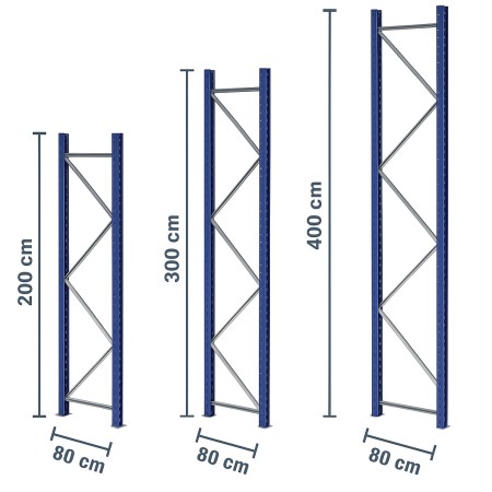 Wolfstahl Ständer für Lagerregal 80 cm tief / 2m, 3m, 4m